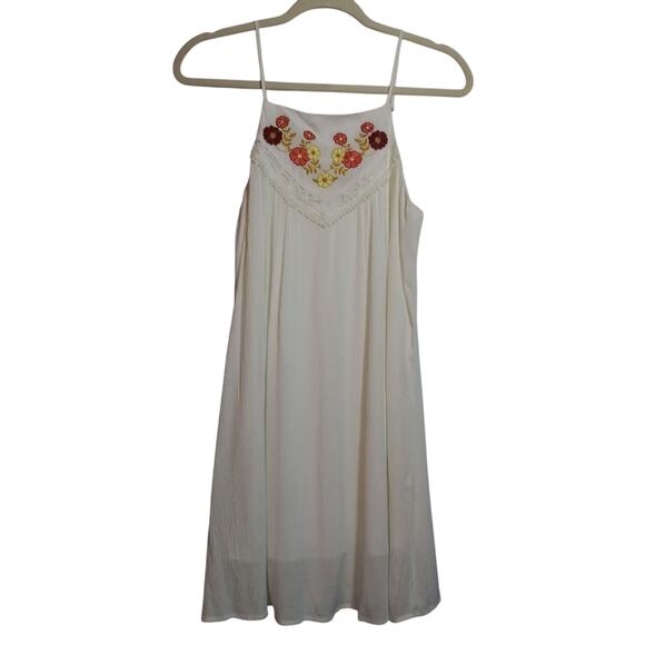 Francesca’s JUN & IVY Cream Retro Boho Floral Embroidered Tank Summer Dress Sz S - Picture 1 of 7